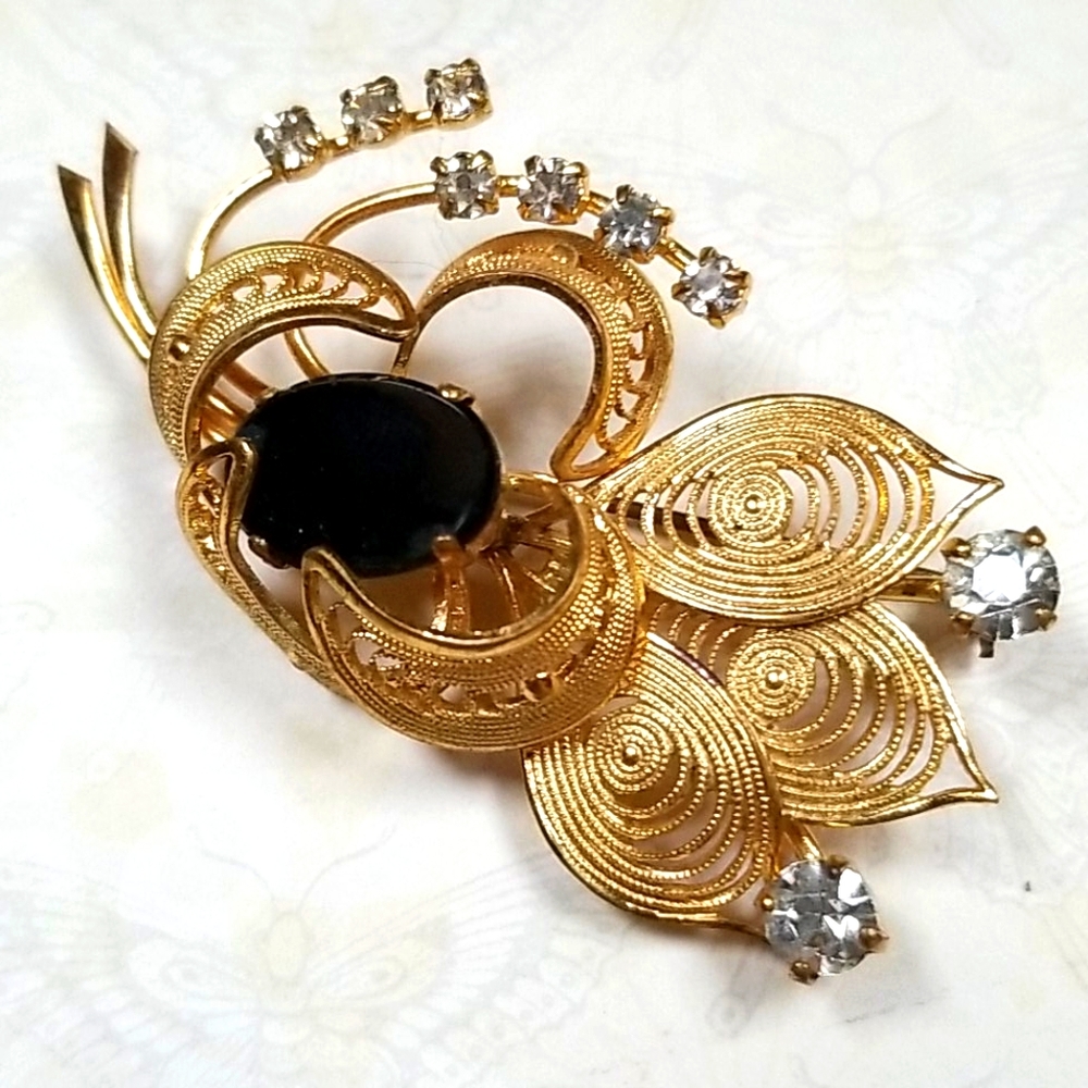Vintage Western Germany Rhinestone Brooch Pin - Picture 3 of 15